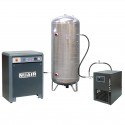 Compresseur à air silencieux 7.5CV - 10 bars - cuve 500L galvanisé - marche lente avec sécheur d'air équipé