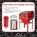 Pack Complet Cabine de Sablage 220L avec Aspiration et 50kg de Microbilles de Verre LIVRAISON OFFERTE