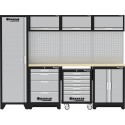 Mobilier / cuisine d'atelier longueur 2640mm comprenant 10 éléments de rangement et 1 plande travail en hêtre