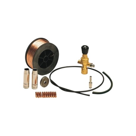 Kit complet soudage avec détendeur pour bouteille jetable + fil + accessoires