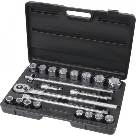 Coffret de douilles 3/4" - 21 pièces avec cliquet et rallonge - Drakkar Tools - 15134