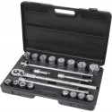 Coffret de douilles 3/4" - 21 pièces avec cliquet et rallonge