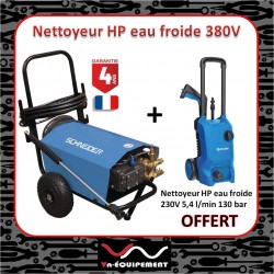 Nettoyeur HP eau froide 380V 15 l/min 200 bar avec flexible 10m - VNEQUIPEMENT