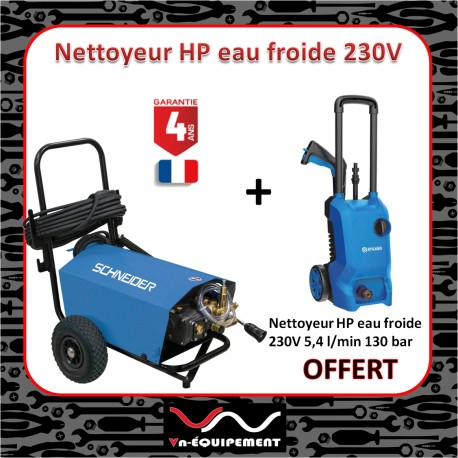 Nettoyeur HP eau froide 230V 9 l/min 160 bar avec flexible 10m Schneider - VNEQUIPEMENT