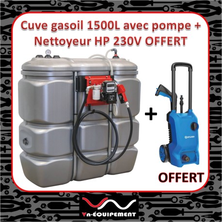 Cuve stockage gasoil PEHD DP 1500 litres avec pompe - 08127 - Drakkar Equipement