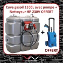 Cuve de stockage gasoil PEHD DP 1500 litres avec pompe - 08127