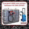 Cuve de stockage gasoil PEHD DP 2000 litres avec pompe 230V