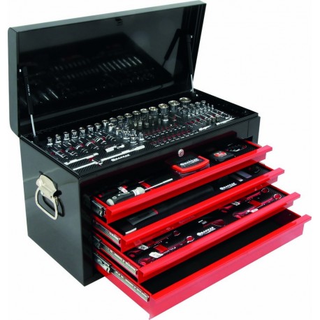 Coffre d'atelier 4 tiroirs composé de 192 outils - modules finition carbone