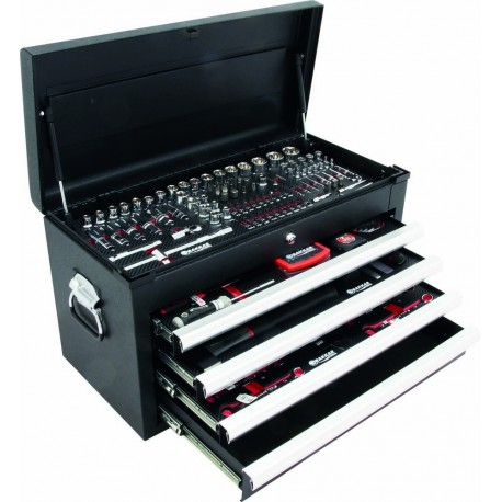Coffre d'atelier 4 tiroirs composé de 192 outils - modules finition carbone