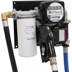 Pompe à gasoil 230V 100 l/min avec pistolet automatique, volucompteur mécanique, filtre - station murale
