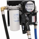 Pompe à gasoil 230V 100 l/min avec pistolet automatique, volucompteur mécanique, filtre - station murale