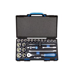 Coffret de douilles 1/2" 6 pans métrique et accessoires - 23 pièces