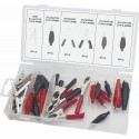 Assortiment de 28 Pinces Crocodiles – Pinces Fines et Larges, Gainées, 25A à 30A, Longueur 35 à 50mm