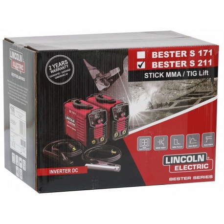 Poste à souder Inverter LINCOLN Bester SERIES 200A – MMA/TIG au contact – Compact, synergique, 230V