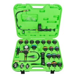 Testeur de fuite de pression pour circuit de refroidissement – Kit 3-en-1 24 pièces : détection de fuites, purge sous vide