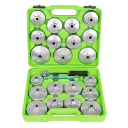 Jeu de clés pour filtres à huile en aluminium – Coffret 23 pièces multimarques Ø65 à Ø101 mm, compatible Toyota, VW, etc.