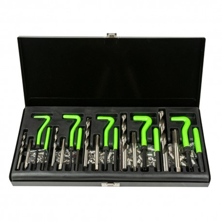Kit d’inserts hélicoïdaux – 115 pièces M5 à M12, avec forets, tarauds, outils d’insertion