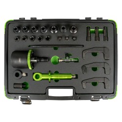 Coffret d’outils d’extraction d’injecteurs pneumatiques – 27 pièces, 5–8 bar, 2 vitesses, pour injecteurs Bosch, Delphi, etc
