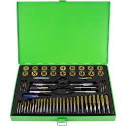 Kit de 58 tarauds et filières recouverts de titane – Métrique et NPT, avec porte-outils, jauges etc