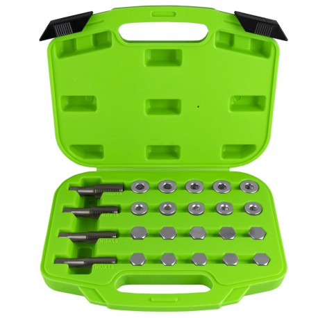 Coffret de réparation des bouchons de carters d’huile – 24 pièces, avec tarauds, bouchons SKS3 et rondelles cuivre, M13 à M20