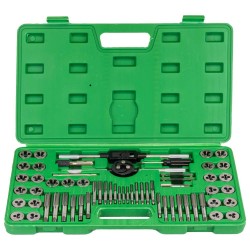 Kit complet de tarauds et filières métrique et pouce – 60 pièces avec jauges, tournevis et porte-outils