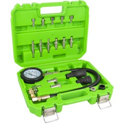 Compressiomètre diesel 0–69 bar avec adaptateurs M10 à M24 – Kit 19 pièces avec valve de décharge