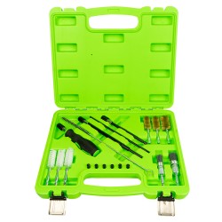 Coffret de nettoyage de sièges d'injecteurs – 19 pièces – Brosses acier, nylon et bouchons d’étanchéité
