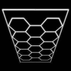 Ensemble de Plafonniers LED Hexagonaux Haute Luminosité – 615W, 83 640 lm, Cadre Aluminium – Atelier, Garage, 2435x4845mm