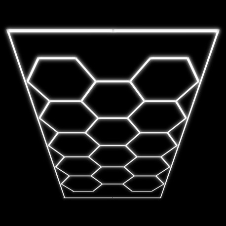 Ensemble de Plafonniers LED Hexagonaux Haute Luminosité – 615W, 83 640 lm, Cadre Aluminium – Atelier, Garage, 2435x4845mm