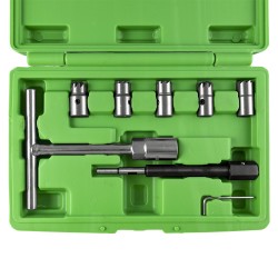 Coffret 8 Pièces d'Alésoirs pour Sièges d'Injecteurs Diesel – Nettoyage Précis Multimarque avec Clés et Adaptateurs