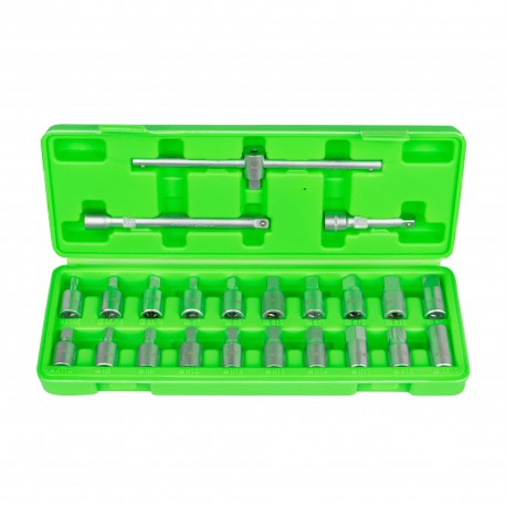 Coffret de 23 douilles de vidange en CrV pour entretien automobile – hexagonales, carrées