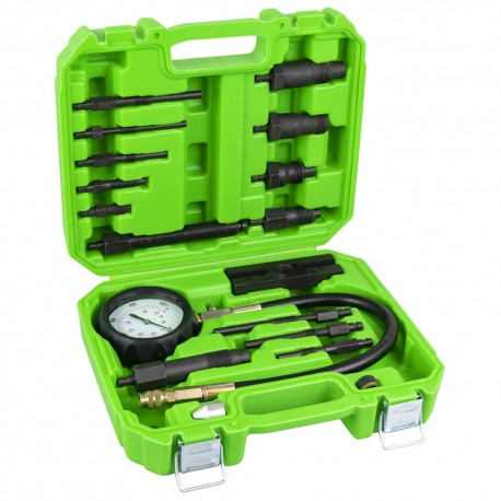 Compressiomètre diesel pour camions – kit complet avec 18 pièces, 0-70 bar, adaptateurs M18/M24, système d’accrochage rapide