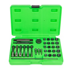Coffret 34 pièces pour la réparation des filetages de bougies de préchauffage avec inserts et outils de guidage