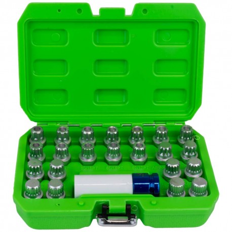 Coffret complet de 23 douilles pour vis de sécurité VW – Compatible antivols jantes VAG, carré 1/2"