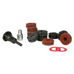 Trousse à outils de nettoyage de moyeu 14 pièces – Meules abrasives Ø40mm avec adaptateur 1/2" pour perceuse ou visseuse