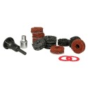 Trousse à outils de nettoyage de moyeu 14 pièces – Meules abrasives Ø40mm avec adaptateur 1/2" pour perceuse ou visseuse