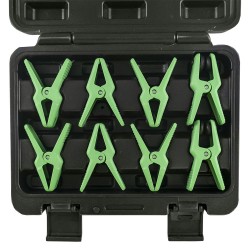 Kit de 8 pinces plates avec fixateur pour le blocage de tuyaux flexibles – Ø 8, 10, 13 mm