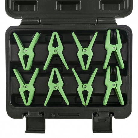 Kit de 8 pinces plates avec fixateur pour le blocage de tuyaux flexibles – Ø 8, 10, 13 mm
