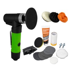 Kit de polissage complet : polisseuse pneumatique 3" + 12 kits de restauration de phares pour usage professionnel