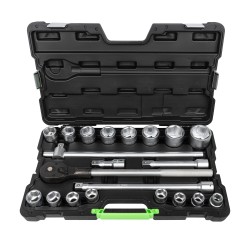 Coffret de 21 outils professionnels 3/4" avec douilles hexagonales de 19 à 50 mm – Cliquet, rallonges et finition zinguée