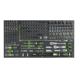 Module EVA complet avec 212 pièces de douilles et accessoires 1/4" et 3/8" – cliquets, rallonges, douilles, embouts, adaptateurs