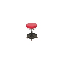 Tabouret d’atelier réglable avec coussin mousse, plateau métallique et 4 roulettes pivotantes – Hauteur 430 à 550 mm