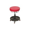 Tabouret d’atelier réglable avec coussin mousse, plateau métallique et 4 roulettes pivotantes – Hauteur 430 à 550 mm