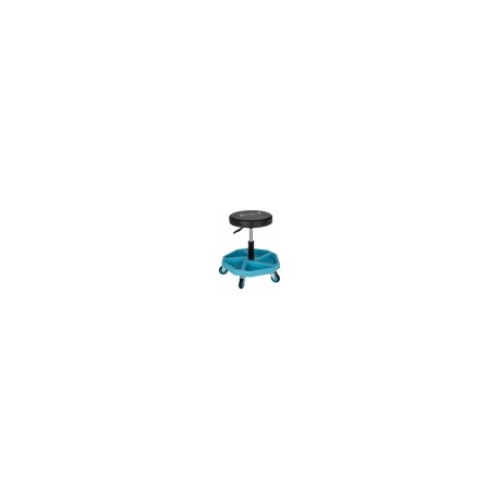Tabouret d’atelier réglable à vérin pneumatique – charge 150 kg – assise épaisse Ø 350 mm avec porte-outils intégré