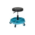 Tabouret d’atelier réglable à vérin pneumatique – charge 150 kg – assise épaisse Ø 350 mm avec porte-outils intégré