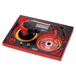 Module en mousse avec ponceuse pneumatique, soufflette et accessoires – 7 pièces