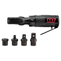 Mini cliquet pneumatique 54 Nm avec têtes interchangeables 1/4", 3/8", 1/2" et embouts 1/4" – 134 mm