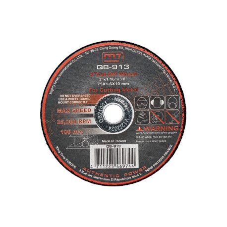 Disque à tronçonner Ø75 mm x 1,5 mm – Alésage 10 mm – Pour disqueuses M7 QC213 et QC253