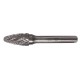 Fraise lime carbure forme F – Ø10 mm – tige Ø6 mm – 60 mm – ogive bout rond – denture croisée CT4 – DIN 8033