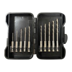 Coffret de forets HSS – 10 pièces de 1,5 à 5,5 mm – perçage rapide et précis – livré en boîte plastique compacte